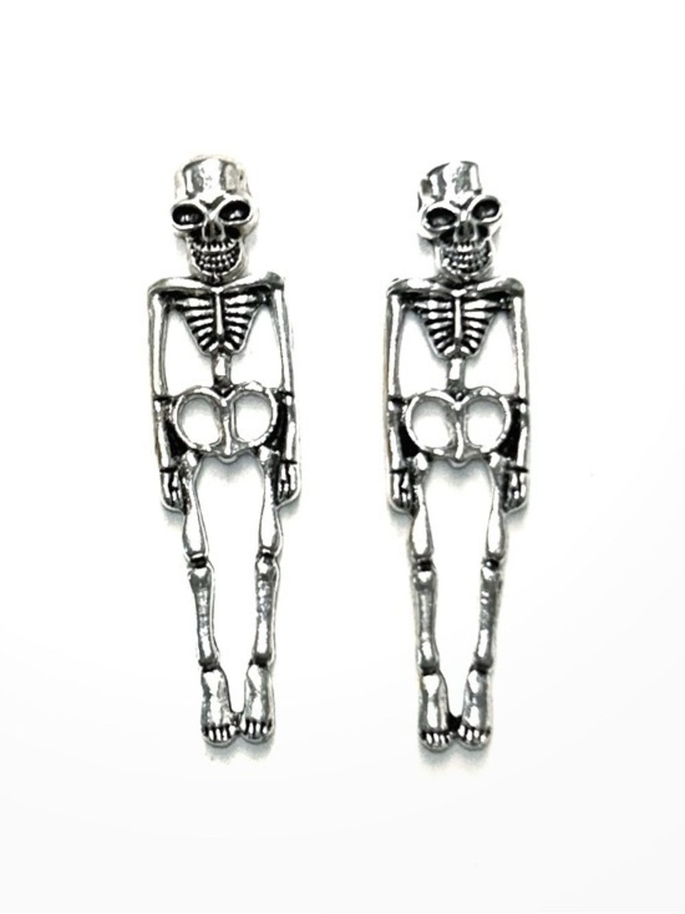 Silver Skeleton Dangle Earrings